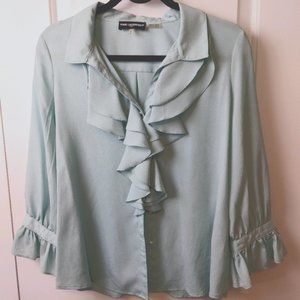Karl Lagerfeld blue ruffle blouse size Medium